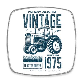 Vintage tracteur fermier anniversaire né en 1975 - Magnet carré - blanc - Devant