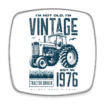 Vintage Traktor Landwirt Geburtstag Geboren 1976 - Viereckiger Kühlschrankmagnet - Weiß - Vorne