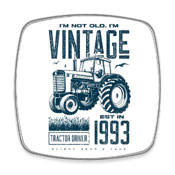 Vintage tracteur fermier anniversaire né en 1993 - Magnet carré - blanc - Devant
