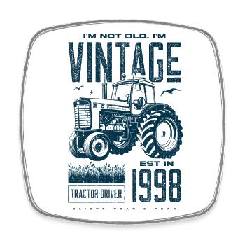 Vintage Tractor Farmer Birthday Born In 1998 - Square fridge magnet - white - Front