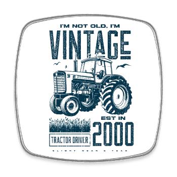 Vintage tracteur fermier anniversaire né en 2000 - Magnet carré - blanc - Devant