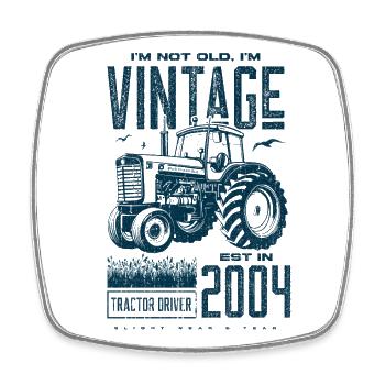 Vintage Traktor Landwirt Geburtstag geboren im Jahr 2004 - Viereckiger Kühlschrankmagnet - Weiß - Vorne