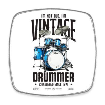 Je ne suis pas vieux je suis Vintage rétro 1971 batteur - Magnet carré - blanc - Devant