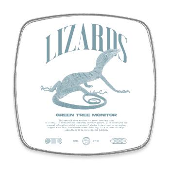 Green Tree Monitor Streetwear Lizard Keeper - Square fridge magnet - white - Front
