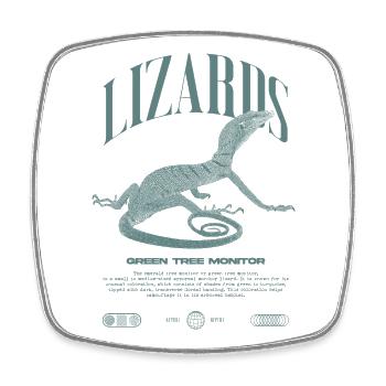 Green Tree Monitor Streetwear Lizard Keeper - Square fridge magnet - white - Front