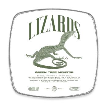 Green Tree Monitor Streetwear Lizard Keeper - Square fridge magnet - white - Front