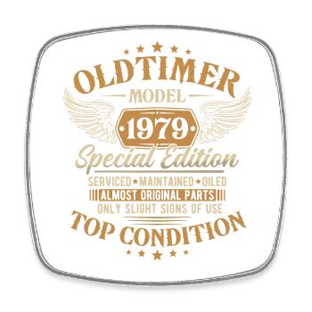 Oldtimer 1979 Jahrgang geboren Geburtstag Geschenk - Viereckiger Kühlschrankmagnet - Weiß - Vorne