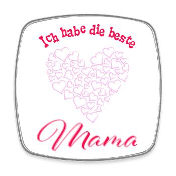 Muttertag - Ich habe die beste Mama -Aquarell Herz - Viereckiger Kühlschrankmagnet - Weiß - Vorne