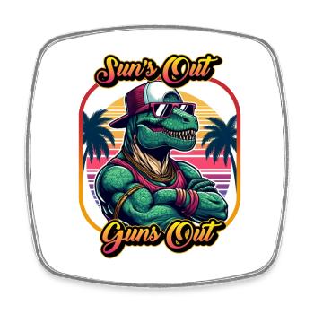 Sun's Out Guns Out - Viereckiger Kühlschrankmagnet - Weiß - Vorne