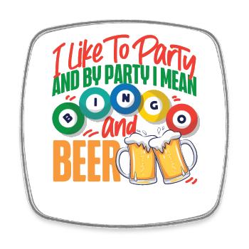 Bingo Player Beer I Like To Party - Viereckiger Kühlschrankmagnet - Weiß - Vorne