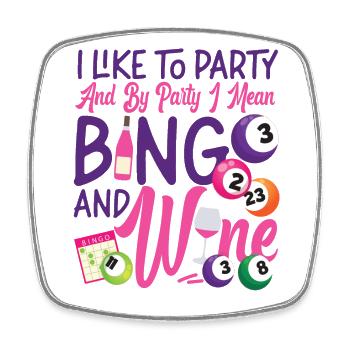 Bingo Player Wine I Like To Party - Viereckiger Kühlschrankmagnet - Weiß - Vorne