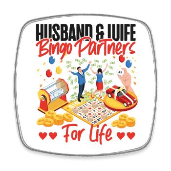 Bingo Player Husband Wife Marriage - Viereckiger Kühlschrankmagnet - Weiß - Vorne