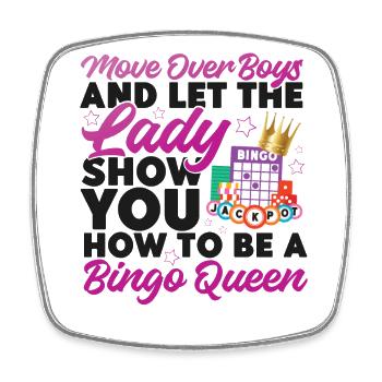 Joueur de bingo fille femme se déplacer - Magnet carré - blanc - Devant