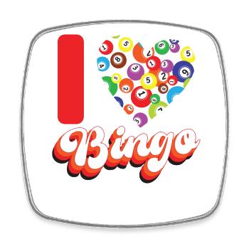 Bingo Player Heart I Love Bingo - Square fridge magnet - white - Front