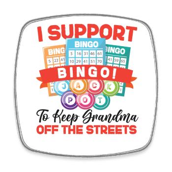 Bingo Player I Support Bingo To - Square fridge magnet - white - Front