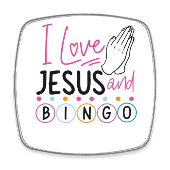 Bingo Player Jesus Faith Christian - Viereckiger Kühlschrankmagnet - Weiß - Vorne