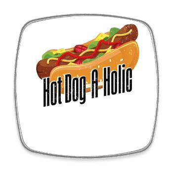 Hot Dog Adult Hot Dog-A-Holic - Viereckiger Kühlschrankmagnet - Weiß - Vorne