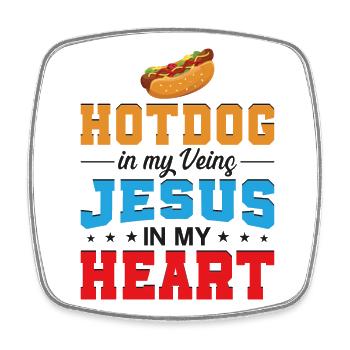 Hot Dog Adult Jesus Faith - Viereckiger Kühlschrankmagnet - Weiß - Vorne