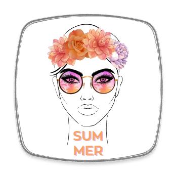 Summer - Viereckiger Kühlschrankmagnet - Weiß - Vorne