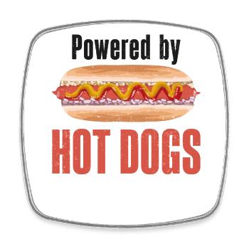 Hot Dog Adult Powered By Hot Dogs - Square fridge magnet - white - Front
