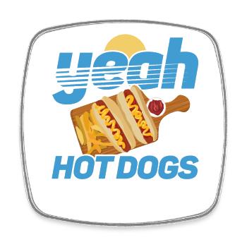 Hot Dog Adult Yeah! Hot Dogs - Viereckiger Kühlschrankmagnet - Weiß - Vorne