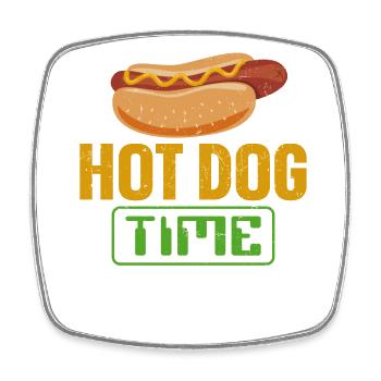 Hot Dog Adult Hot Dog Time - Viereckiger Kühlschrankmagnet - Weiß - Vorne