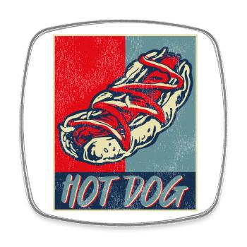 Hot Dog Adult Retro Vintage Hot - Viereckiger Kühlschrankmagnet - Weiß - Vorne