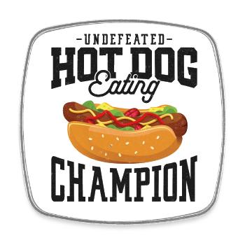 Hot Dog Adult Undefeated Hot Dog - Viereckiger Kühlschrankmagnet - Weiß - Vorne