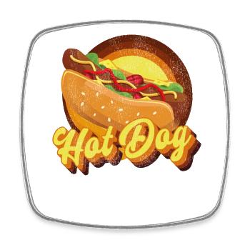 Hot Dog Adult Retro Vintage Hot - Viereckiger Kühlschrankmagnet - Weiß - Vorne