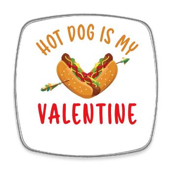 Hot Dog Adult Heart Valentines Day - Viereckiger Kühlschrankmagnet - Weiß - Vorne