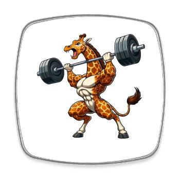 Giraffe Weightlifting Fitness Workout Dumbbell Trainin - Square fridge magnet - white - Front