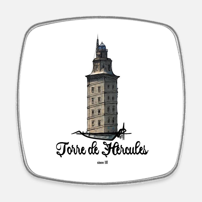 Torre de Hércules Lighthouse - Square fridge magnet - white