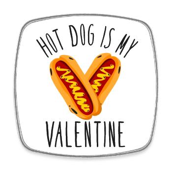 Hot Dog Adult Heart Valentines Day - Square fridge magnet - white - Front