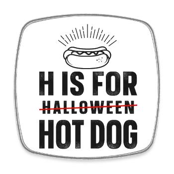 Hot Dog Adult Halloween H Is For - Viereckiger Kühlschrankmagnet - Weiß - Vorne