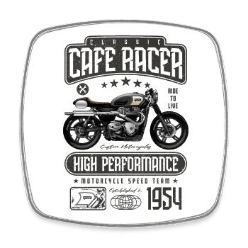 Cafe Racer Motorcycle Birthday Biker Born 1954 - Square fridge magnet - white - Front