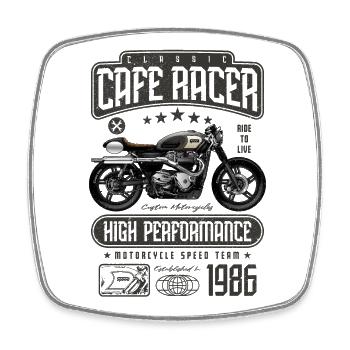 Cafe Racer Motorrad Geburtstag Biker Jahrgang 1986 - Viereckiger Kühlschrankmagnet - Weiß - Vorne