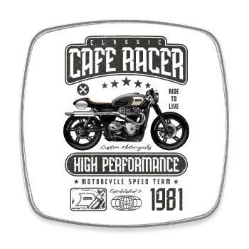 Cafe Racer Motorcycle Birthday Biker Born 1981 - Square fridge magnet - white - Front