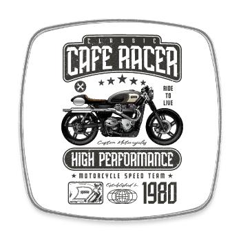 Cafe Racer Motorrad Geburtstag Biker Jahrgang 1980 - Viereckiger Kühlschrankmagnet - Weiß - Vorne