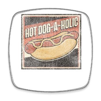 Hot Dog Adult Vintage Hot - Square fridge magnet - white - Front