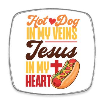 Hot Dog Adult Jesus Faith - Viereckiger Kühlschrankmagnet - Weiß - Vorne