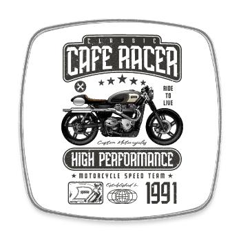 Cafe Racer Motorrad Geburtstag Biker Jahrgang 1991 - Viereckiger Kühlschrankmagnet - Weiß - Vorne