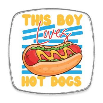 Hot Dog Adult Boy This Boy Loves - Viereckiger Kühlschrankmagnet - Weiß - Vorne