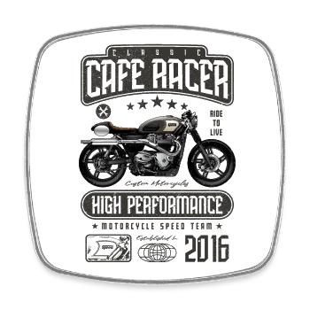 Cafe Racer Motorcycle Birthday Biker Born 2016 - Square fridge magnet - white - Front