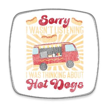 Hot Dog Adult Girl Vintage Sorry I - Square fridge magnet - white - Front