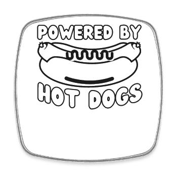 Hot Dog Adult Powered By Hot Dogs - Square fridge magnet - white - Front