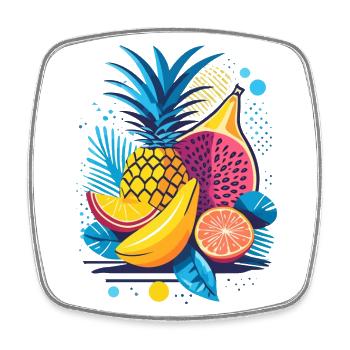 Modern illustration of tropical fruits - Square fridge magnet - white - Front