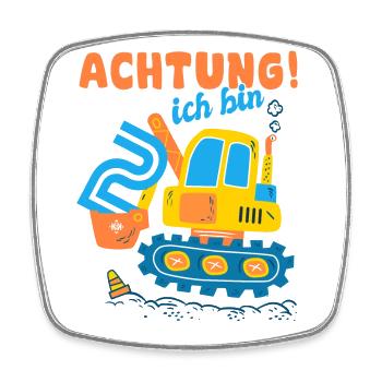 Ich bin 2 Geburtstag des Baggers, Geschenk 2 - Viereckiger Kühlschrankmagnet - Weiß - Vorne