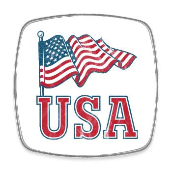 USA with Flag - Square fridge magnet - white - Front