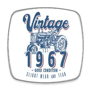 Oldtimer Traktor Farmer Geburtstag Jahrgang 1967 - Viereckiger Kühlschrankmagnet - Weiß - Vorne