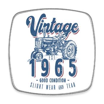 Oldtimer Traktor Bauer Geburtstag Jahrgang 1965 - Viereckiger Kühlschrankmagnet - Weiß - Vorne